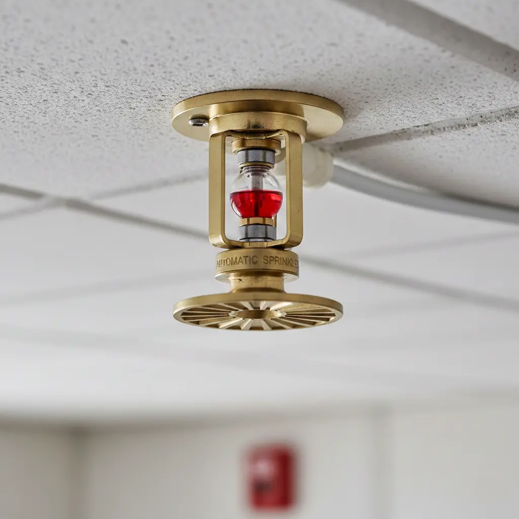 Detalhe de bico sprinkler instalado