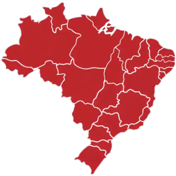 Mapa do Brasil indicando atendimento nacional