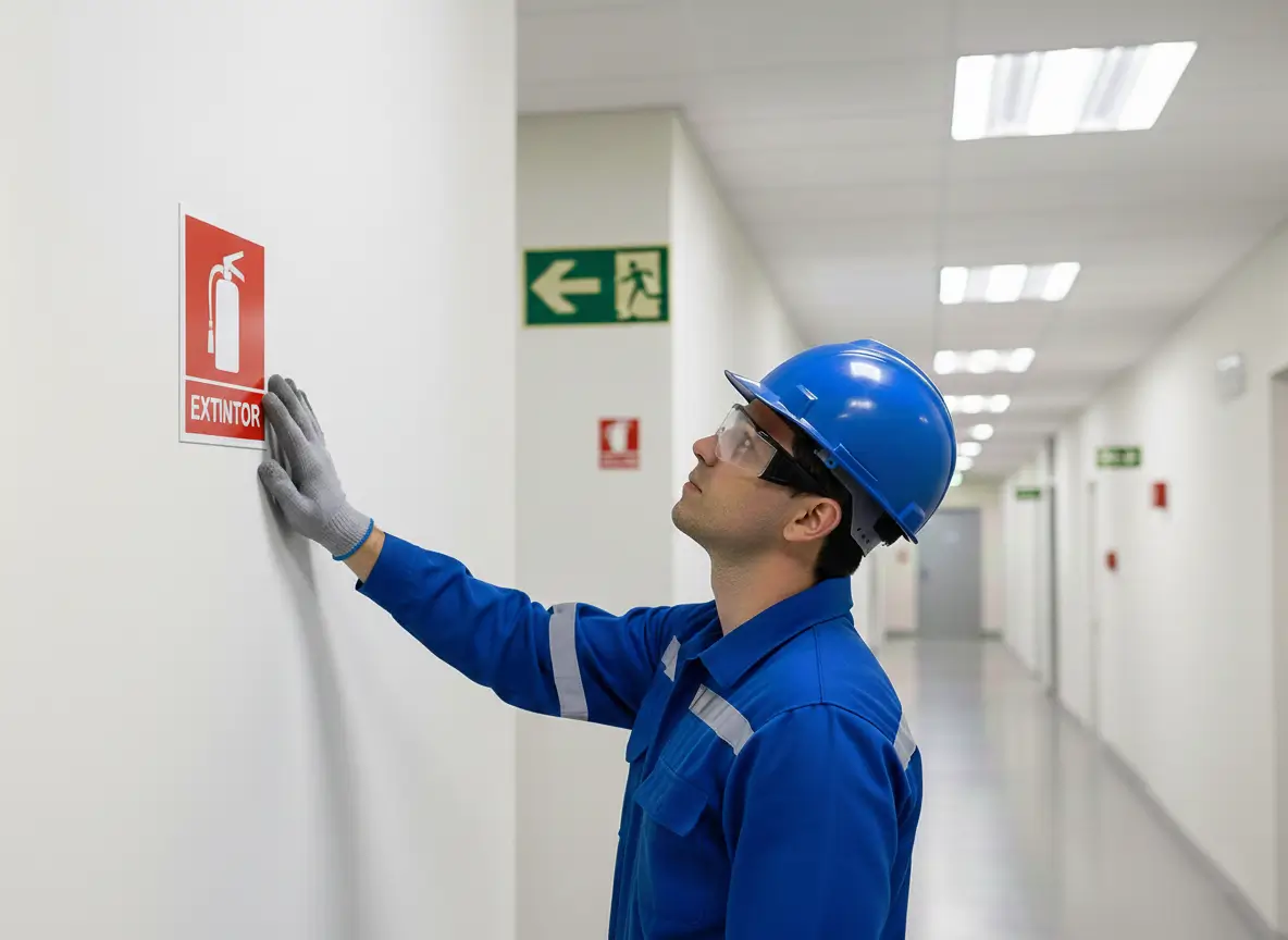 Instalação de placas fotoluminescentes e iluminação de emergência em empresa
