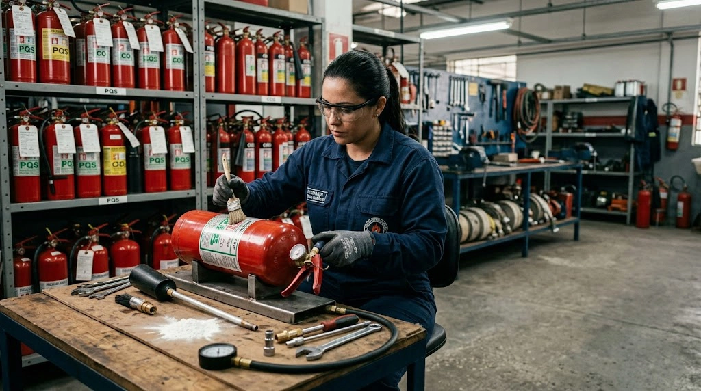Recarga e manutenção de extintores de incêndio