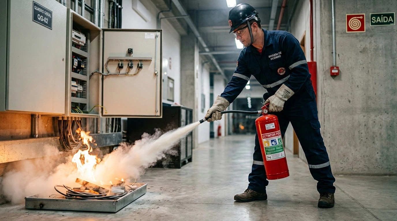 Uso correto de extintores de incêndio